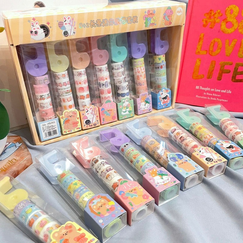 

Paket 8 Washi Tape + 1 Dispenser / Solatip Lucu / Alat Tulis Sekolah Stiker Sticker XMJD2230