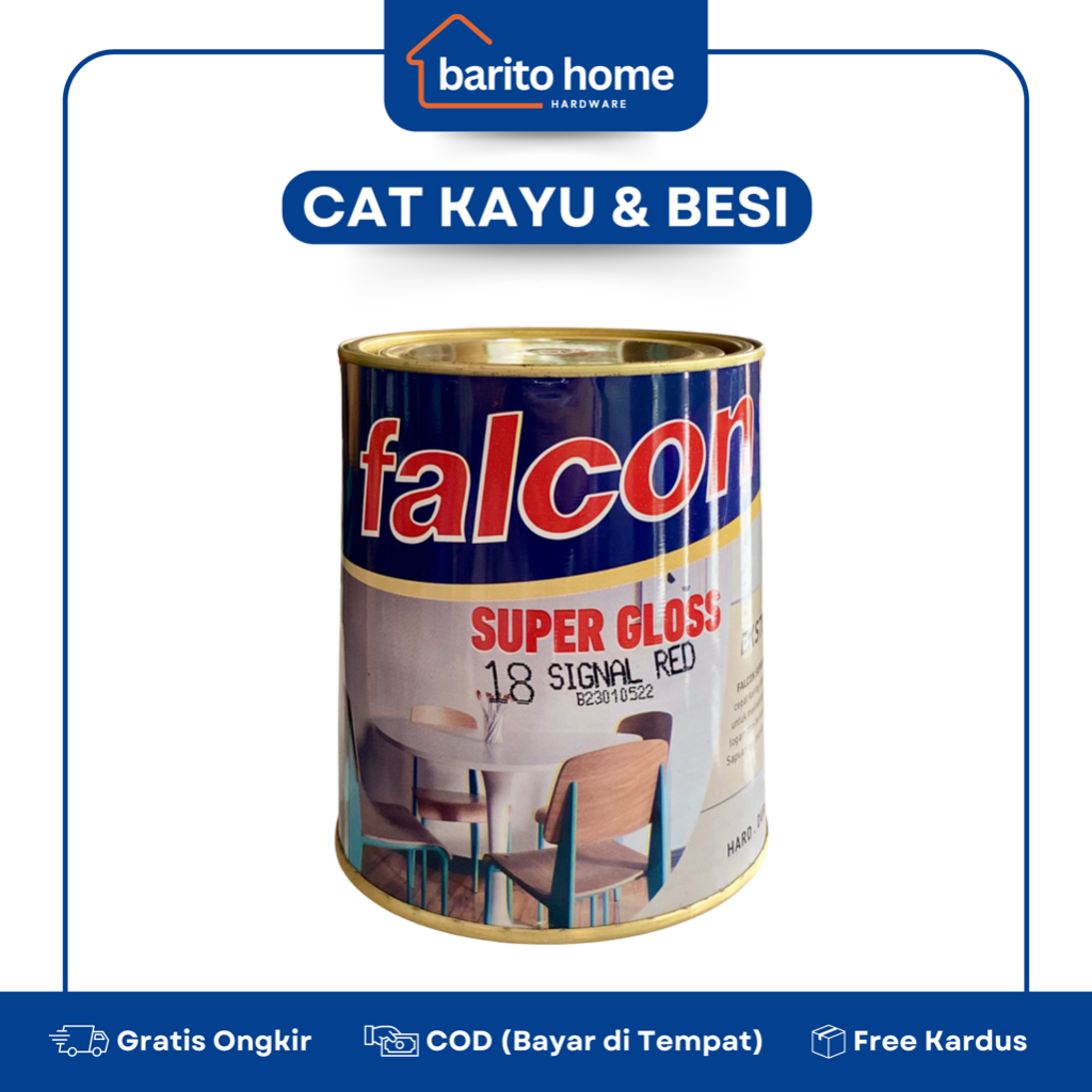 Falcon Super Gloss Cat Kayu & Besi Untuk Eksterior & Interior 0.9 Liter (900 ml) Tersedia Pilihan Wa