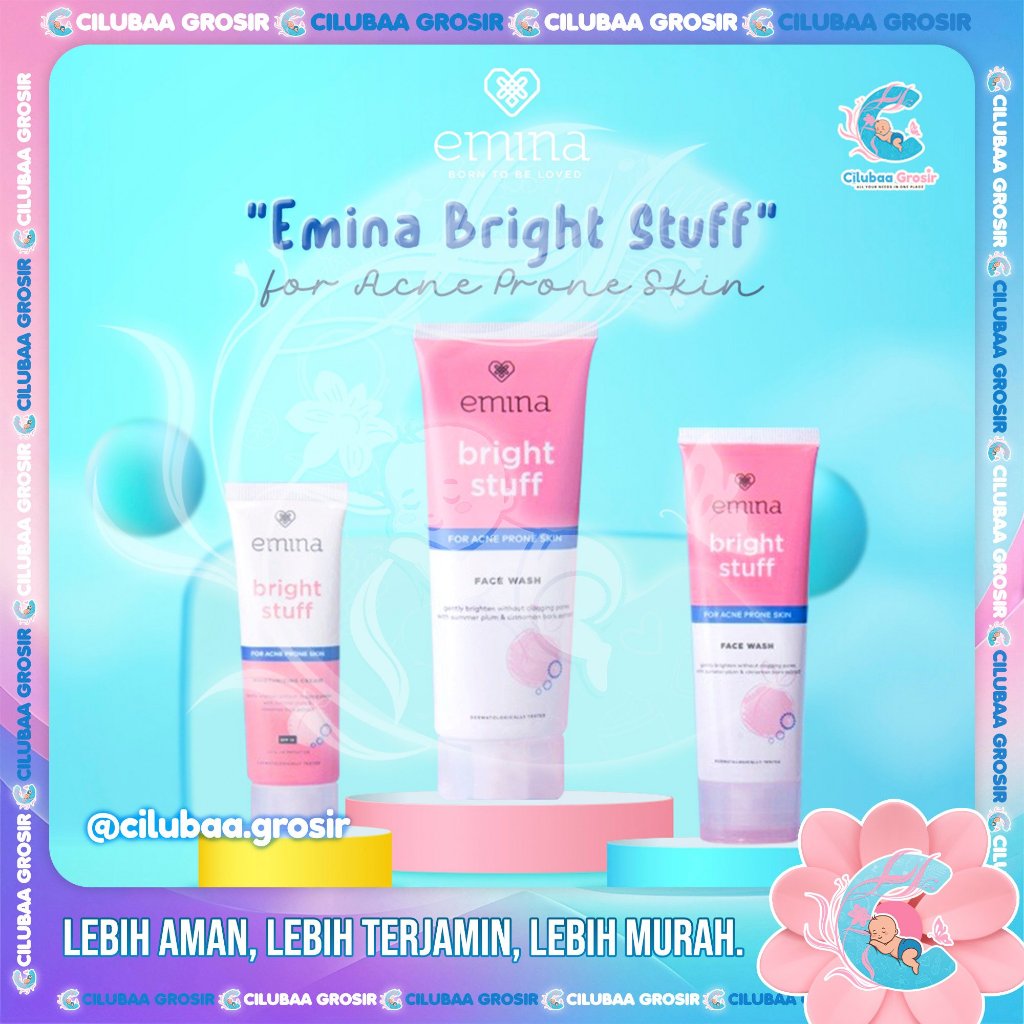 Emina Bright Stuff for Acne Prone Skin Moisturizing Cream 20ml || Acne Prone Skin Face Wash 50ml 100