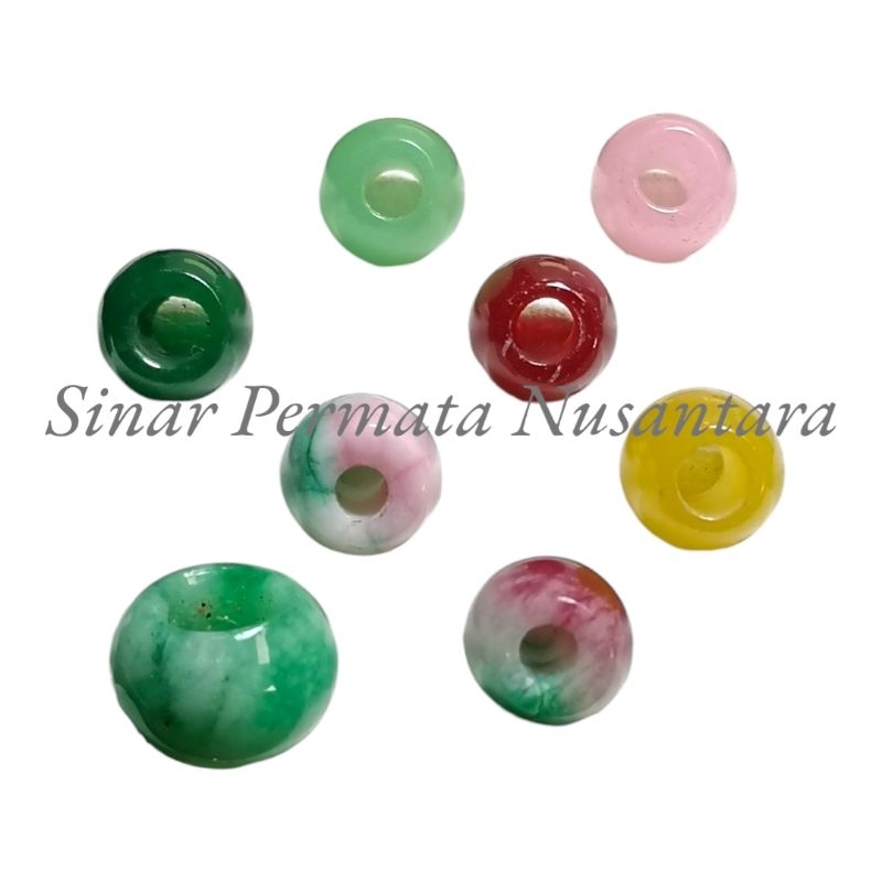 RB Natural batu Jadeite Jade / giok tambahan accesories liontin kalung bentuk donat - tabung