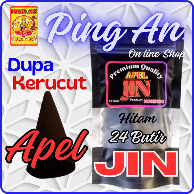 Dupa kerucut/Tumpeng “APEL JIN” 24 Butir HITAM Pouch