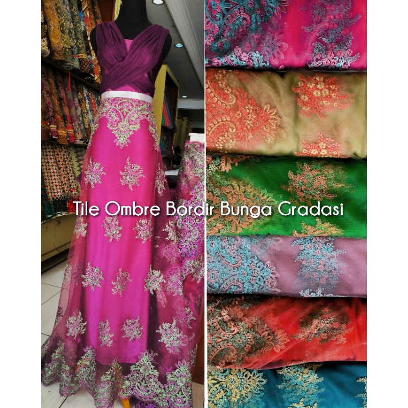 Tile Bunga Ombre Gradasi Bordir Little Flower Garden