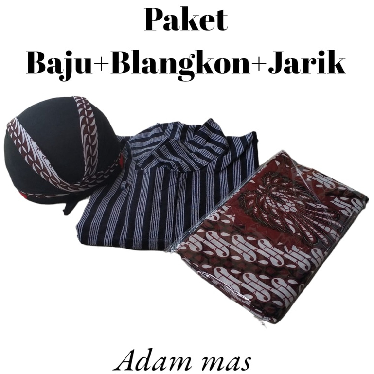 Setelan Surjan Lurik Jawa / Baju Surjan+Jarik+Blangkon Jawa/Baju Surjan Lurik Dewasa
