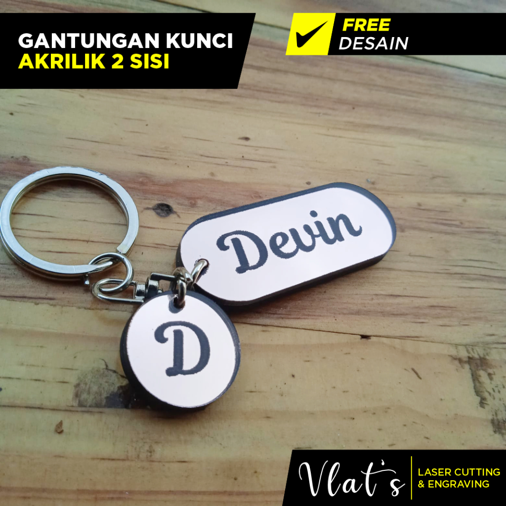 Gantungan Kunci Akrilik 2 SISI | Gantungan Kunci Custom | Gantungan Kunci Nama 2 SISI