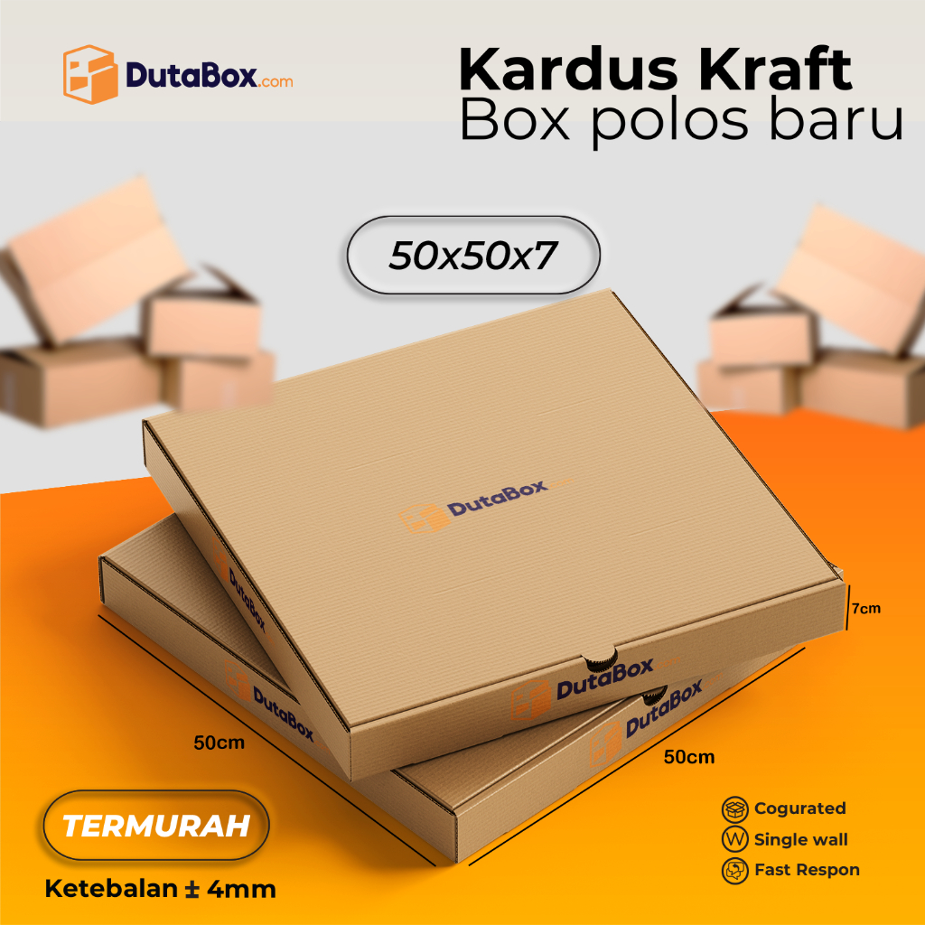 

Kardus Box Baru 50x50x7 ( Single Wall ) Kardus packing Pizza