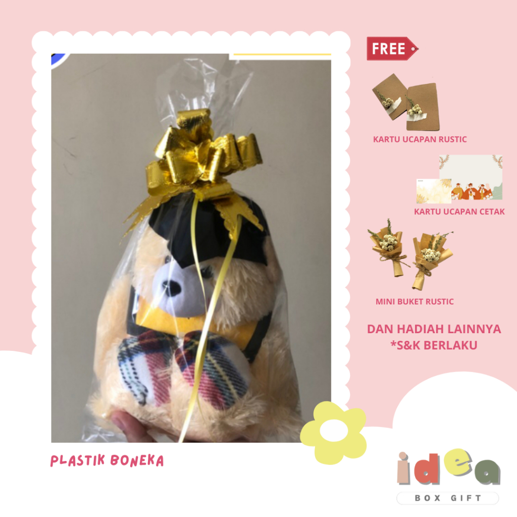 

[IDEA BOX GIFT] PLASTIK BUNGKUS KADO UNTUK BONEKA WISUDA | PLASTIK PARCEL