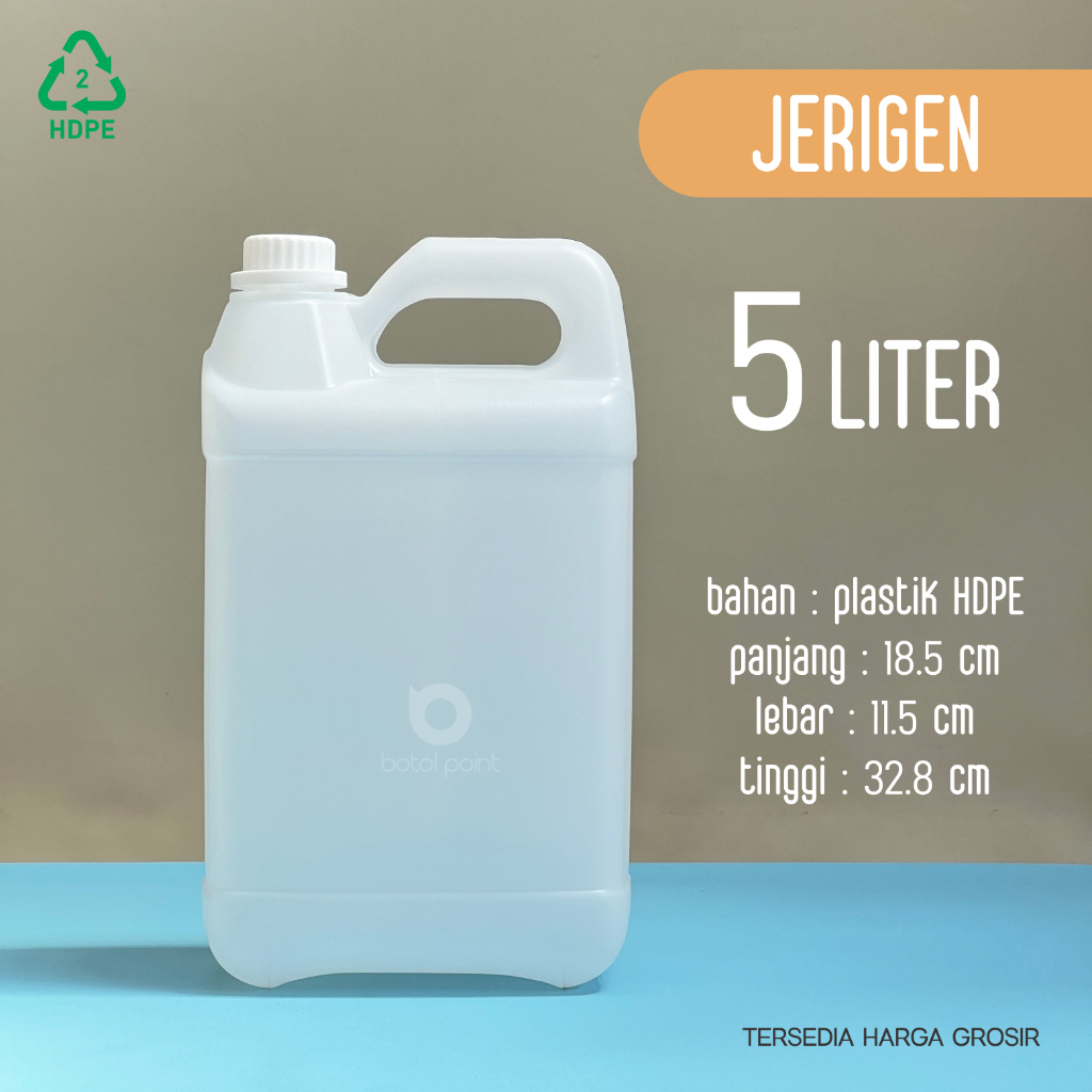 Jerigen 5 Liter Warna Body Natural - Jerigen Plastik HDPE 5 Liter BARU - Food Grade - Kemasan Cairan