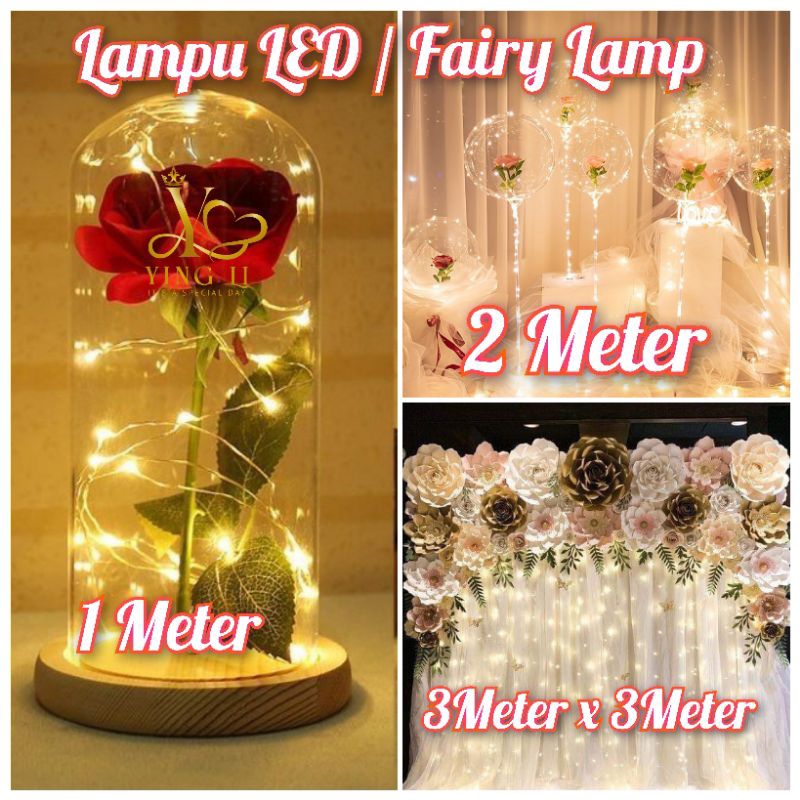 [LED-E] LAMPU TUMBLR LED / LAMPU KAWAT/ LAMPU HIAS WATERPROOF FREE BATERAI, 1METER DAN 2 METER