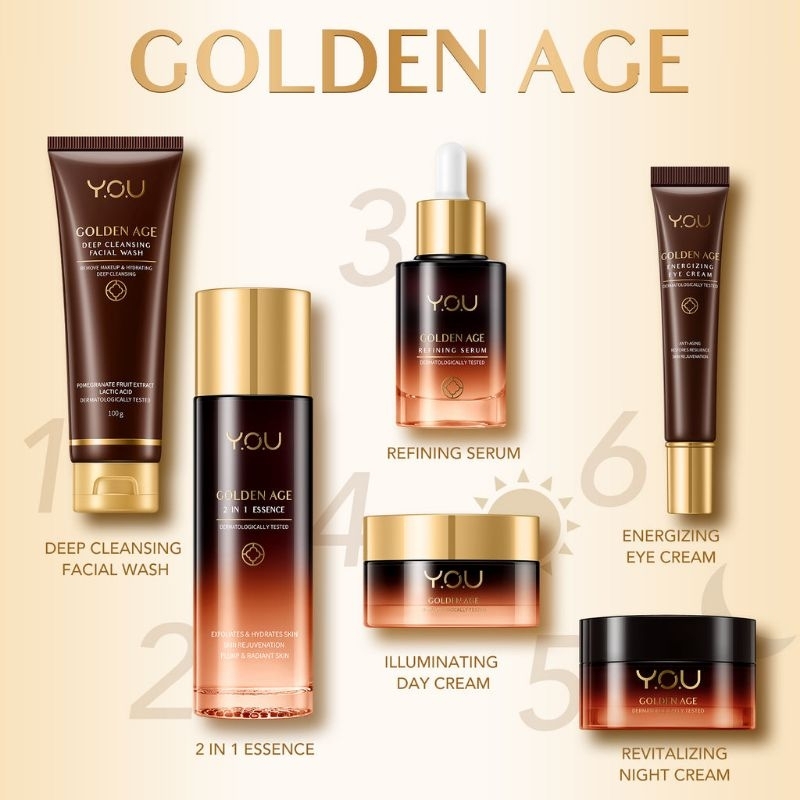 Paket YOU Golden Age Series - Perawatan Anti Aging - Golden Age Facial Wash, Golden Age Insentive Se