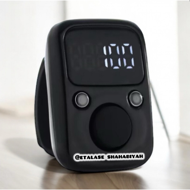 Tasbih Digital Premium LED Cincin Jam Charger Black