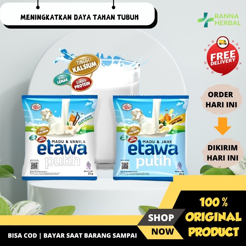 

Susu Etawa Putih Ratu Lebah Susu Kambing Etawa Bubuk Plus Madu, Vanila, Jahe Tinggi kalsium Original