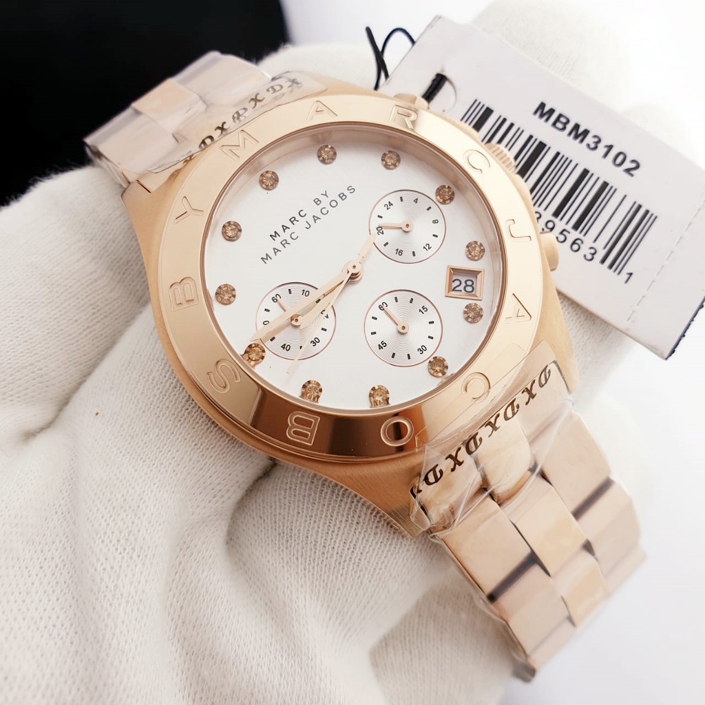 Jam Tangan Wanita MJ Blade MBM3102 Chronograph White Dial Rosegold Steel