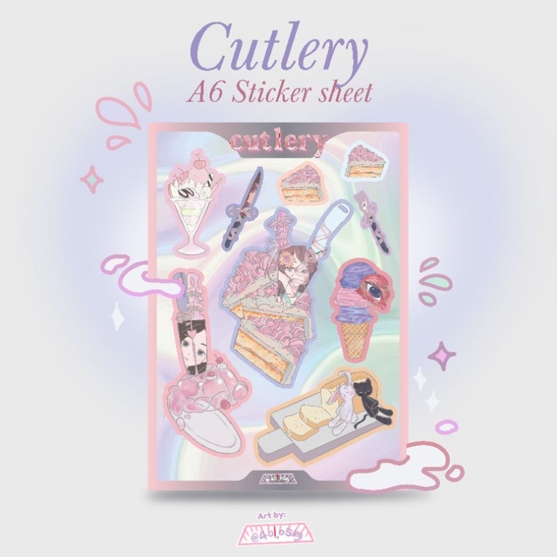 

CUTLERY: A6 Sticker Sheet (Doff Laminated)