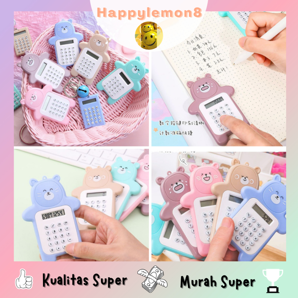 

Kalkulator Mini 8 Digit Motif Beruang Calculator Portable Tombol Karet Sekolah Stationary Import Warna Unik