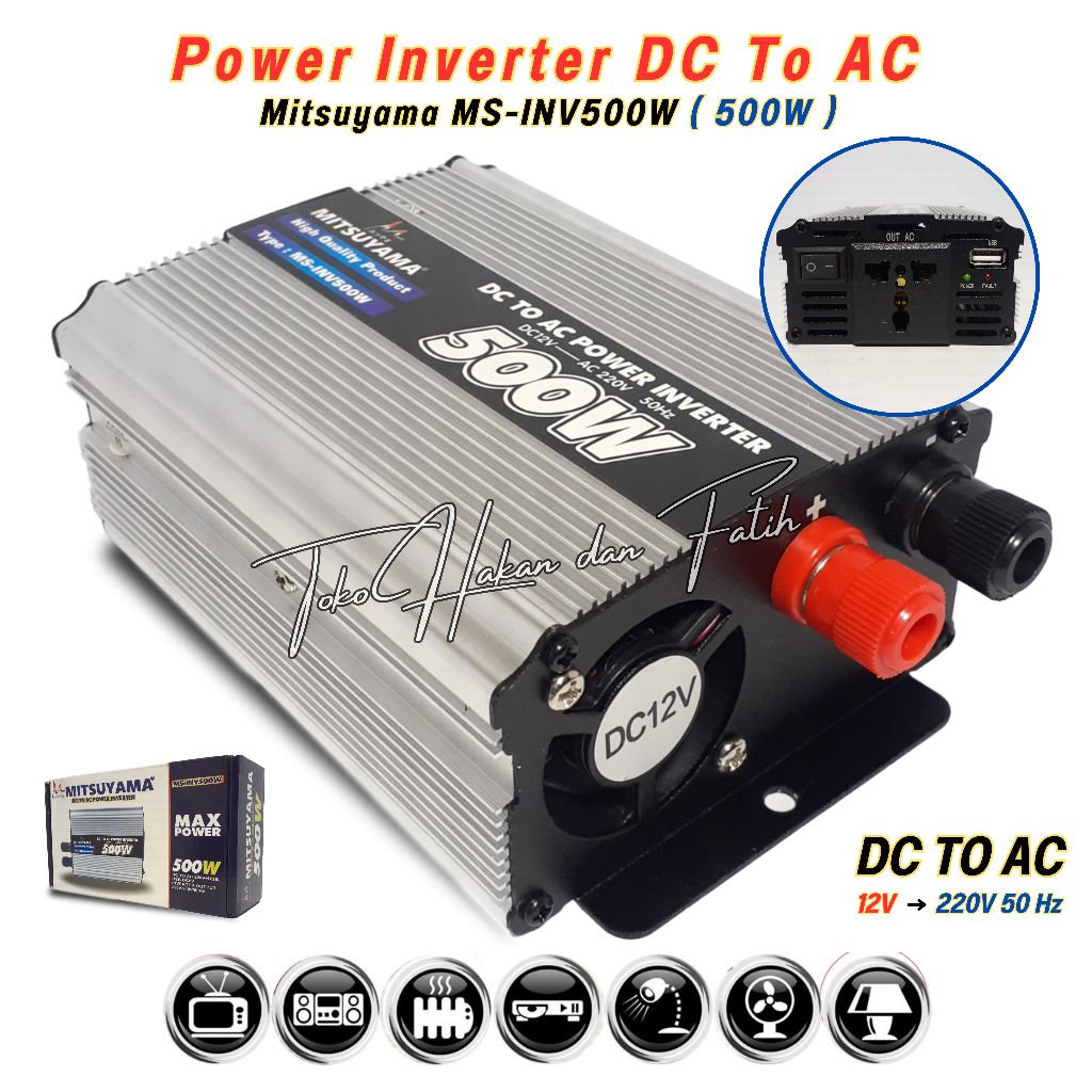 Power Inverter 500 Watt Mitsuyama MS-INV500W DC to AC With USB 5 V / Inverter DC ke AC 500W Inverter