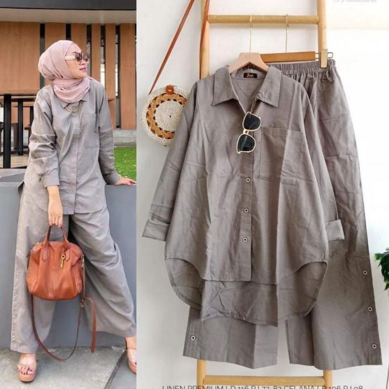 KODE D69I One Set Celana Setelan Celana Pakaian Wanita Fashion Muslim Kyara One Set