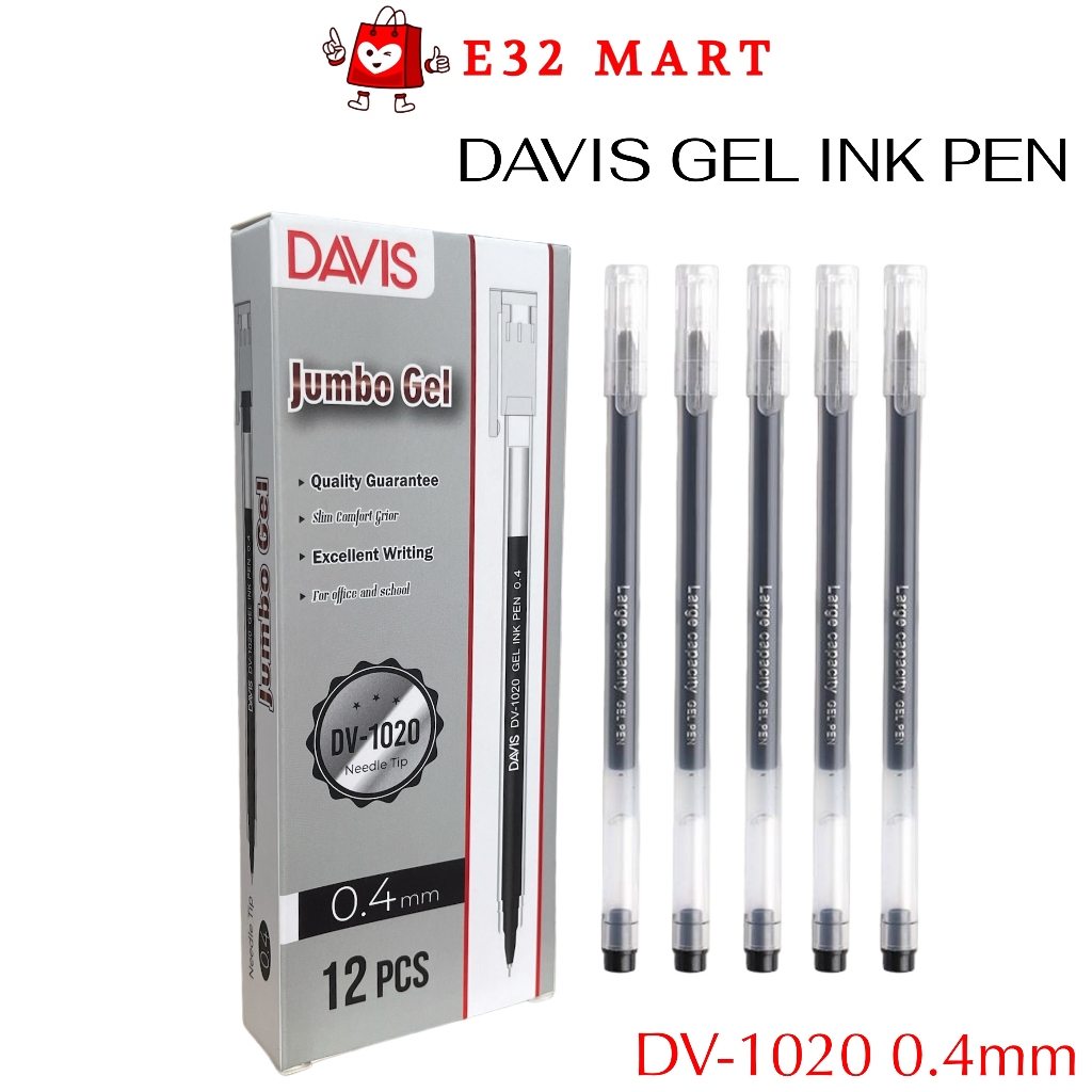 

E32 - ATK021 Pulpen Gel Ink 0.4mm Needle Tip / Pulpen Gel Davis DV-1020 / Pena Tinta Cair / Gel Pen / Pulpen Gel Ink / 1 Pak Pulpen Gel Ink (12pcs) / pen / Pena / Pulpen / pen Gel