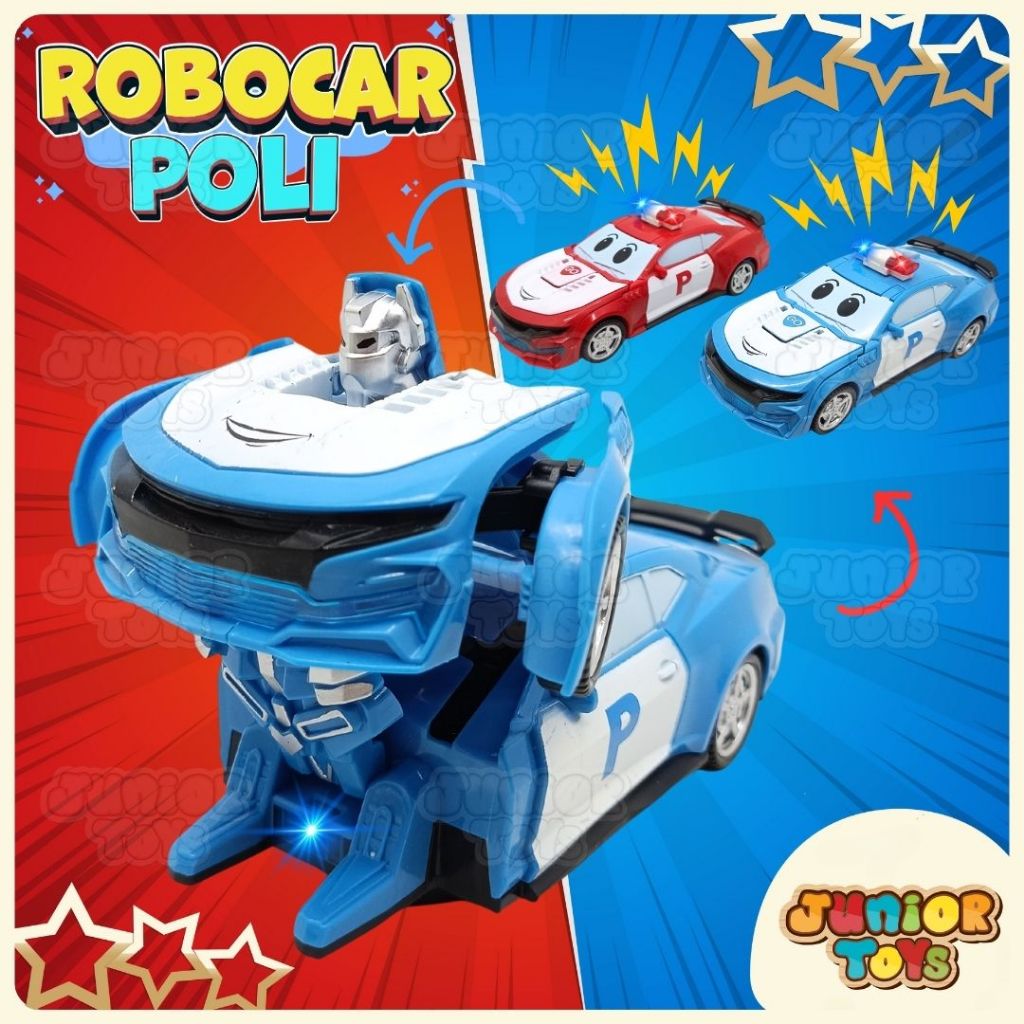 Mainan Anak Mobil Bisa Jadi Robot Poli Transform Car Toys JunDW