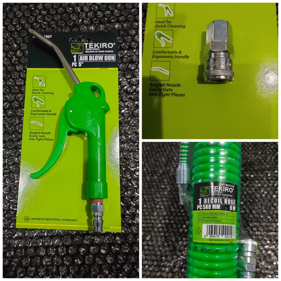 Tekiro Air Blow Gun + Selang 9M -Alat Semprot Angin Kompresor Set Tekiro Bonus Coupler