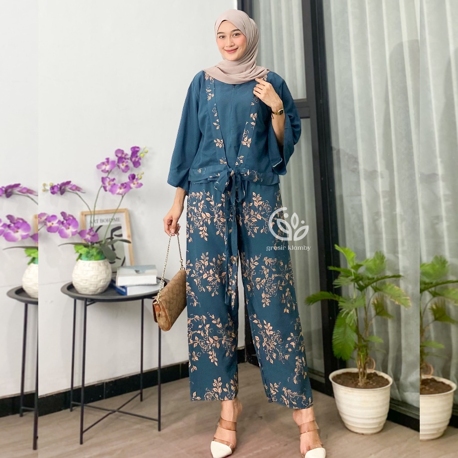 Langka One Set Konoha Rayon Kombinasi Kekinian Nyaman Adem