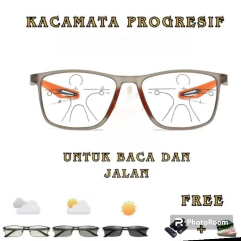 Frame Kacamata Sporty Progresif Antiradiasi | Kacamata Baca Dan Jalan | Kacamata Plus Baca Progresif