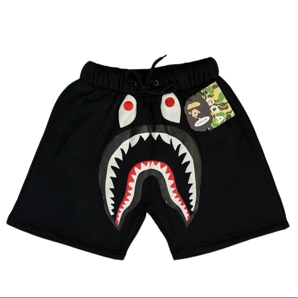 CELANA PENDEK SHORT PANTS SWEATPANTS BAPE A BATHING APE SHARK BLACK