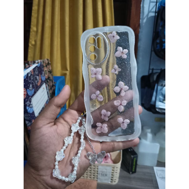 softcase case resin art 3d manik manik bunga bracelet