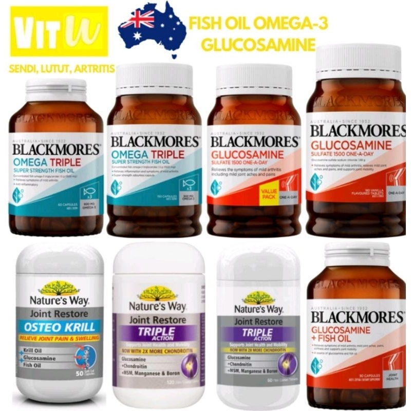 Blackmores Glucosamine + Fish Oil 90 capsules - Nature's Way Joint Restore Osteo Krill 50 kapsul Bla
