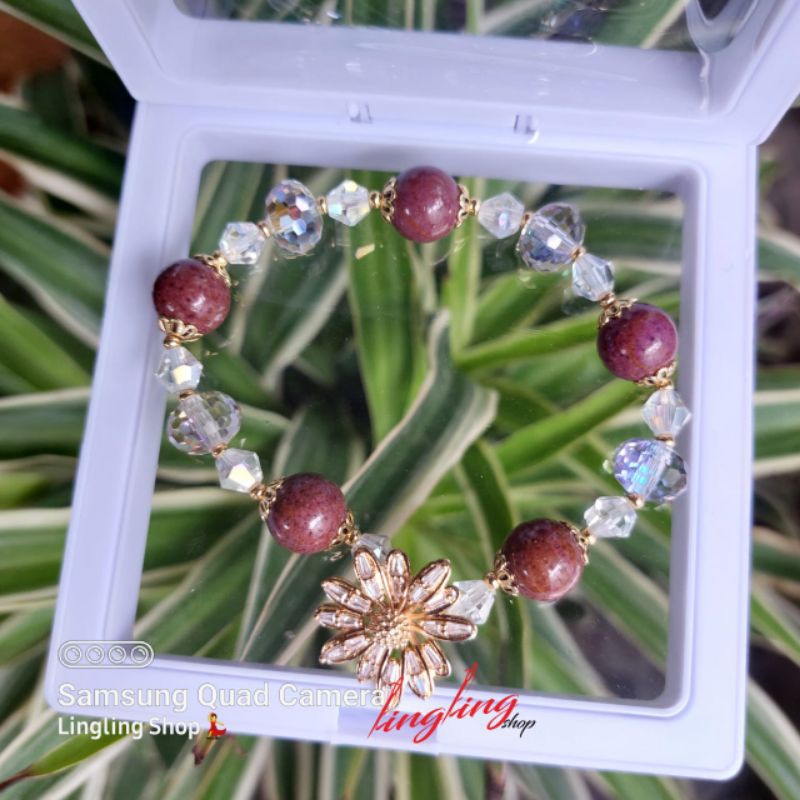NEW COD gelang batu kristal bunga,gelang kristal free box,gelang kristal ori
