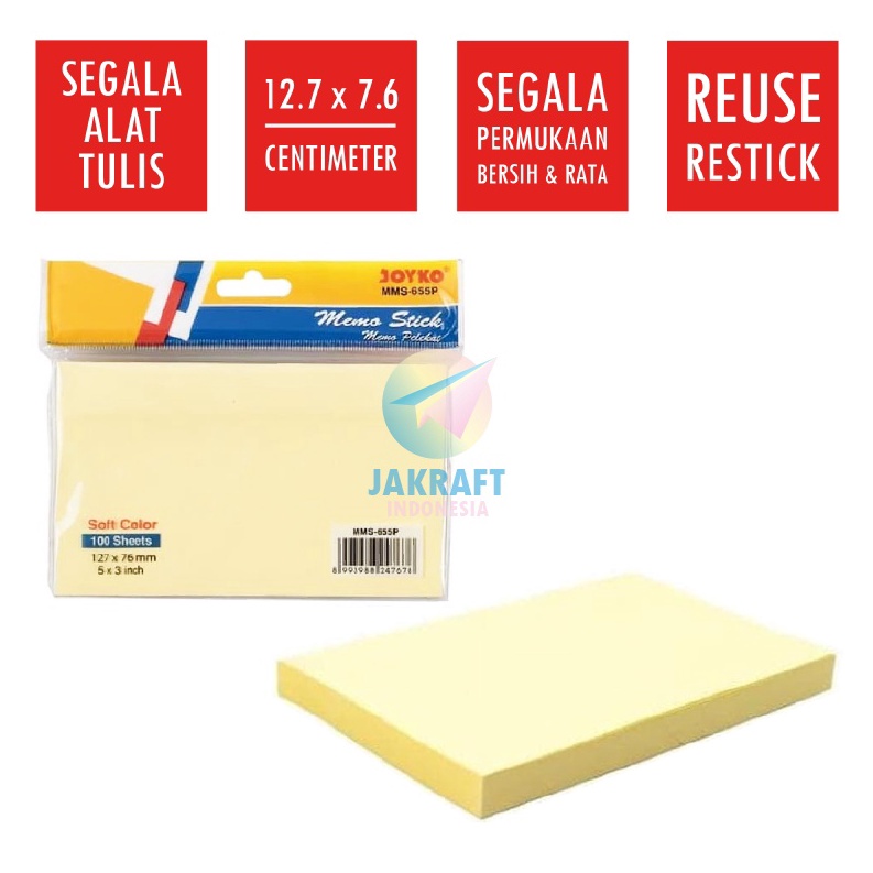 

WOW 1 Lembar Kertas Memo Stick Tempel Besar Panjang JOYKO MMS655P Soft Color Sticky Note 127 x 76 Cm