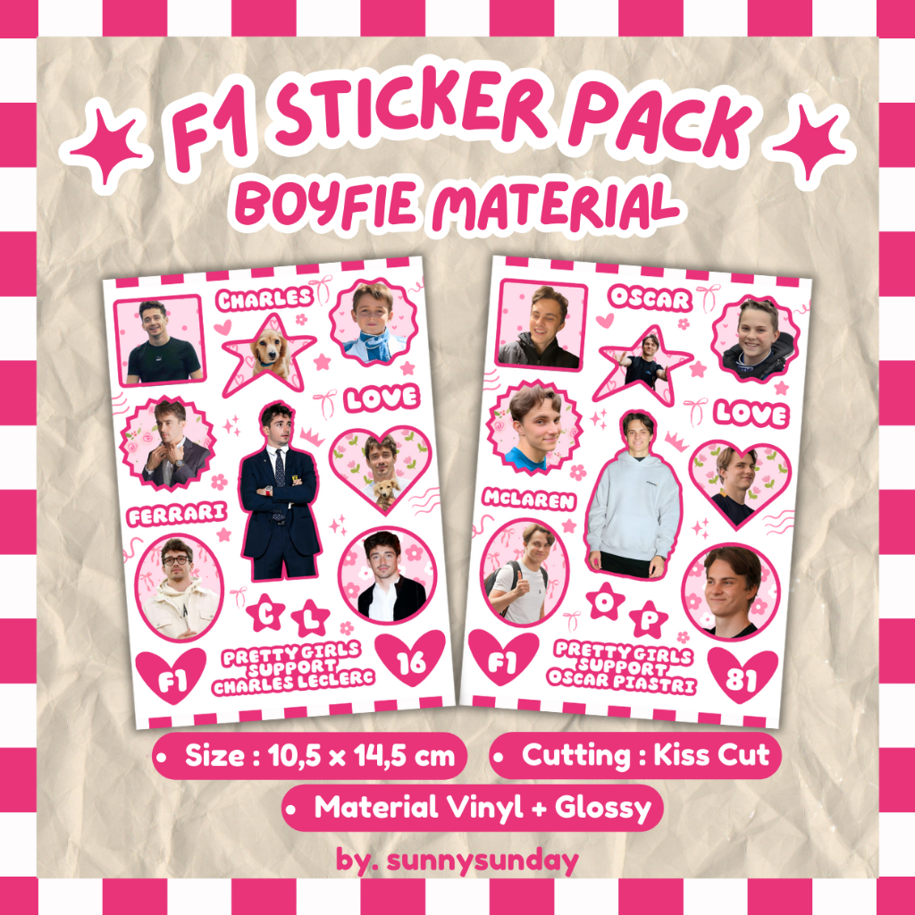 

[PRE ORDER] Sticker Pack Boyfriend Material Pink Formula One Merch F1 Vinyl Kiss Cut