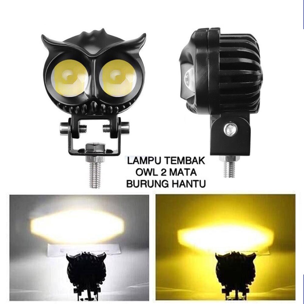 LAMPU TEMBAK LED OWL 2 WARNA PUTIH KUNING JAUH DEKAT SUPER TERANG