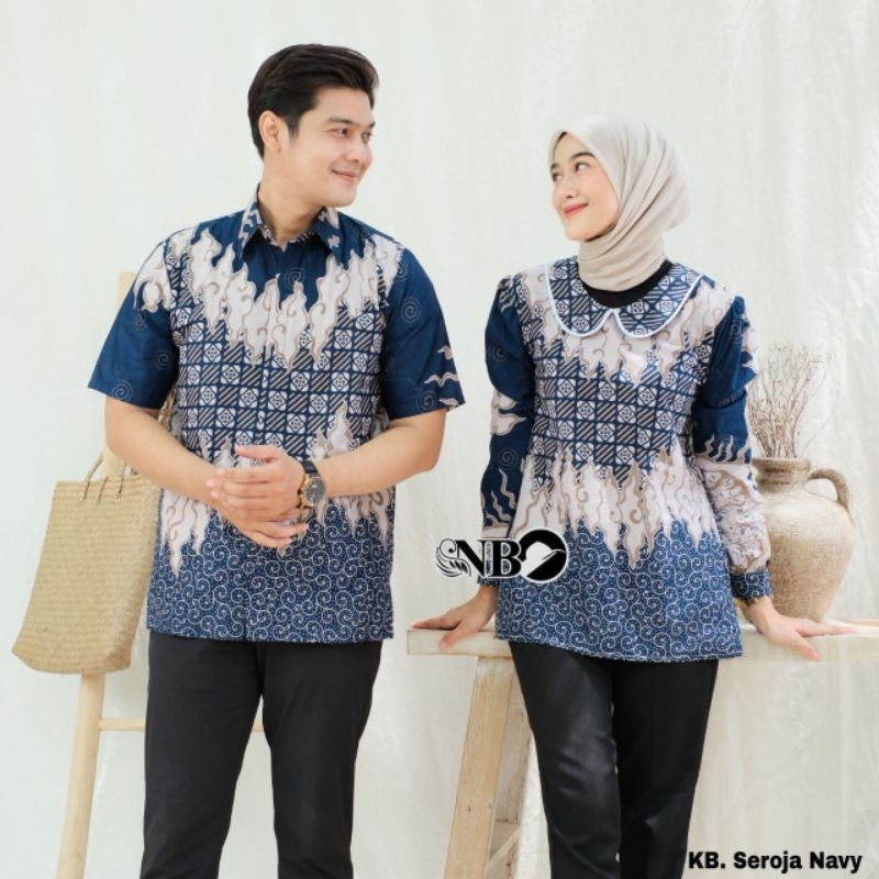 Couple Blouse Seroja Seragam Kerja Fashion Batik Modern