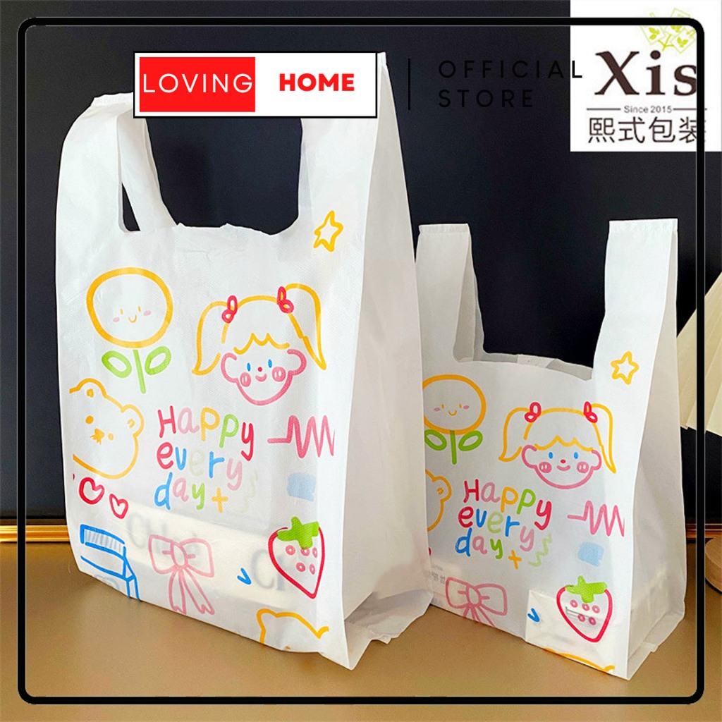 

LOVING HOME - Kantong Kado Hadiah Plastik Happy Everyday Kartun Lucu Kemasan Premium