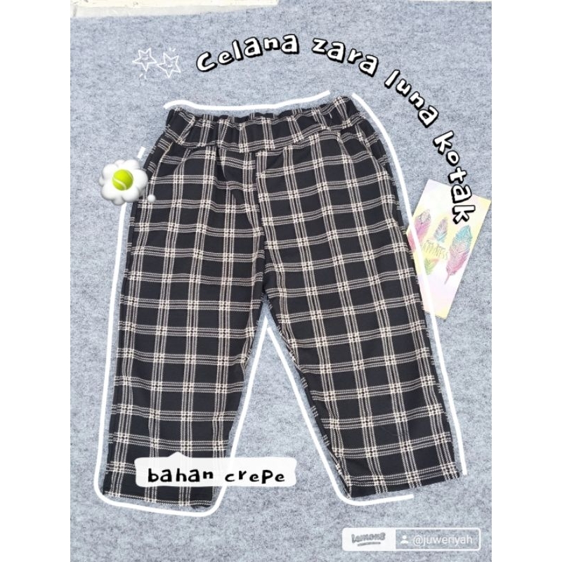 CELANA LUNA MOTIF KOTAK/CELANA LUNA PENDEK/CELANA ZARA KOTAK/CELANA WANITA