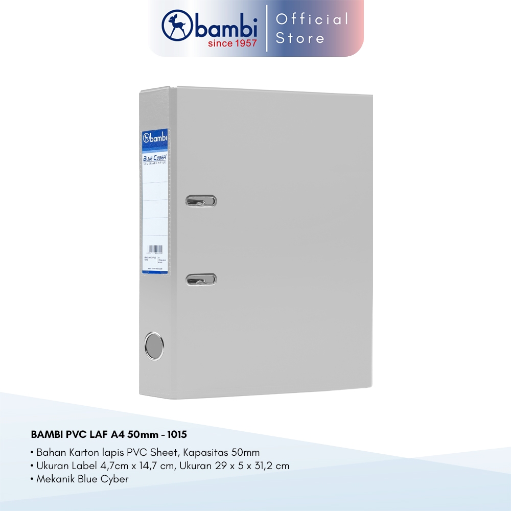 

Bambi Ordner A4 MID SIZE 50 mm Grey PVC Lever Arch File A4 kode 1015