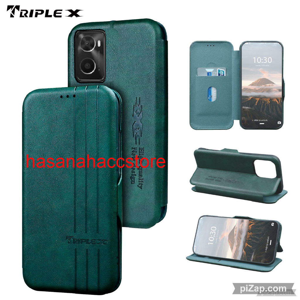CASE UNTUK HP OPPO A76 CASE FLIP KULIT DOMPET MOTIF LEATHER WALLETE