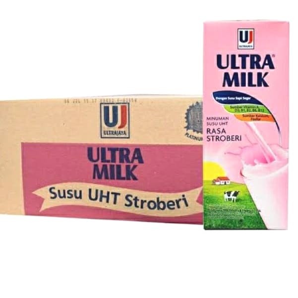 

SUSU ULTRA UHT 200ML 1 DUS ISI 24pcs RASA COKLAT - FULL CREAM - STROBERI 1/2 dus