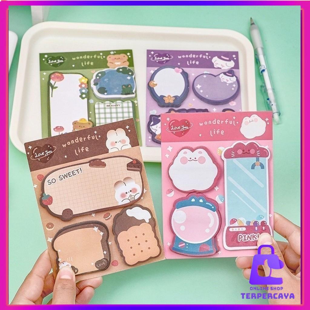 

OST Sticky Notes Lucu 3 IN 1 Tempelan Kertas Catatan 60 Lembar Notes Kertas Tempel Karakter Bear Cat Rabbit Pembatas Buku Motif Hewan Imut Penanda Buku Memo Stick Stationery Memo Pad Convenience Cute 3 IN 1