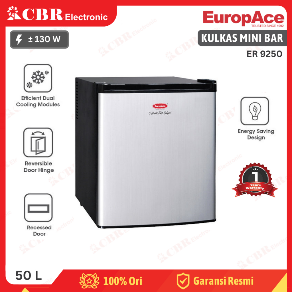 Kulkas Mini Bar EuropAce 1 Pintu ER 9250 (Tanpa Compressor) 50 L