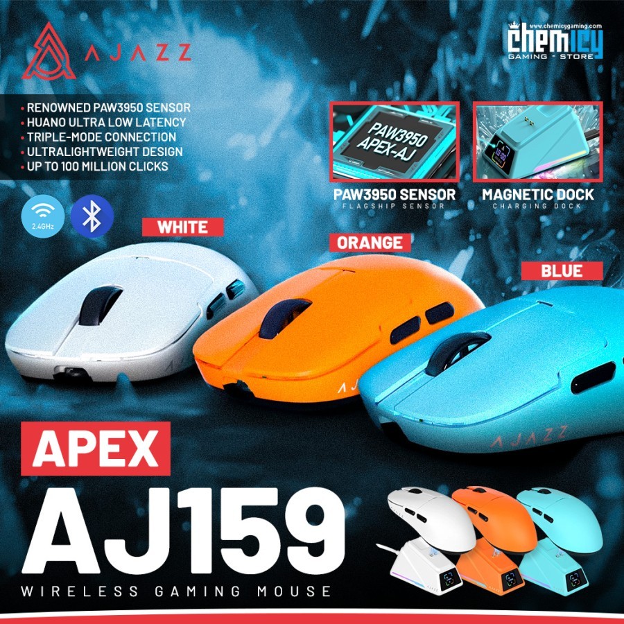Ajazz AJ159 APEX Lightweight Wireless Gaming Mouse with Magnetic Charging Base