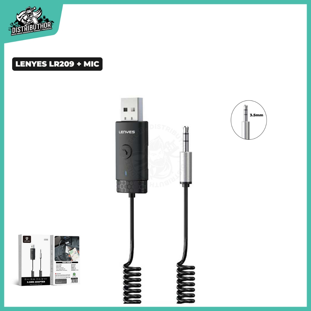 Bluetooth Receiver LENYES LR209 Aux 3.5mm Audio Wireless Adapter 5.3 Blutut Mobil Speaker Salon deng