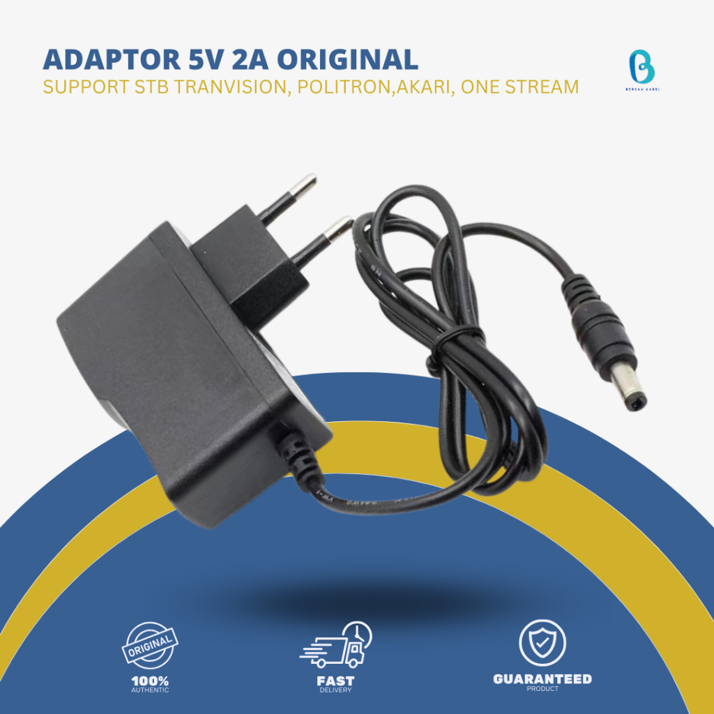 ADAPTOR 5V 2A ORIGINAL SUPPORT STB TRANVISION, POLITRON,AKARI, ONE STREAM