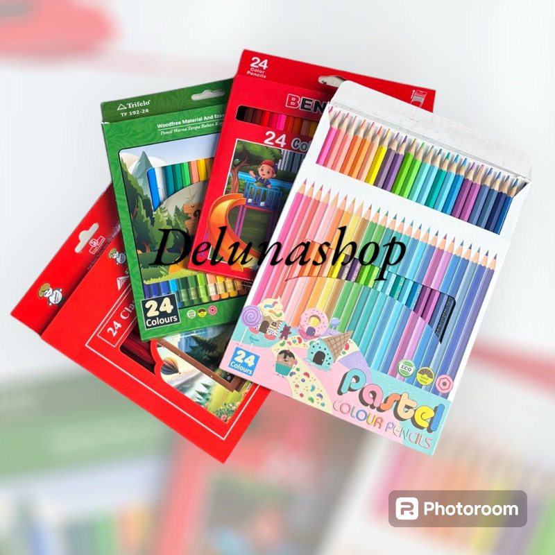 

DELUNSHOP DL548S Pensil Warna Panjang 24 Warna Lengkap cet kayu Merk color pensil Squeezy