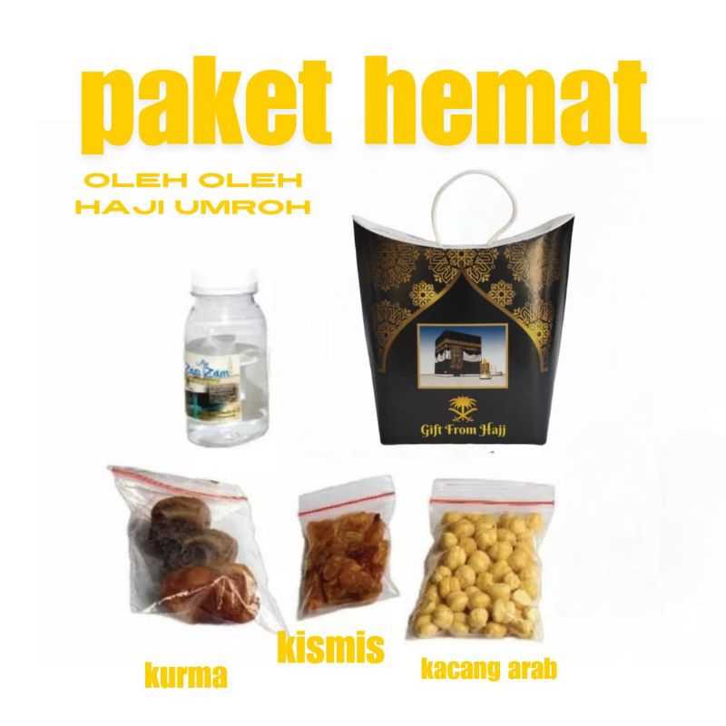 

Paket bingkisan oleh Oleh Haji Dan Umroh kurma kismis kacang arab zamzam souvenir dus tali kabah