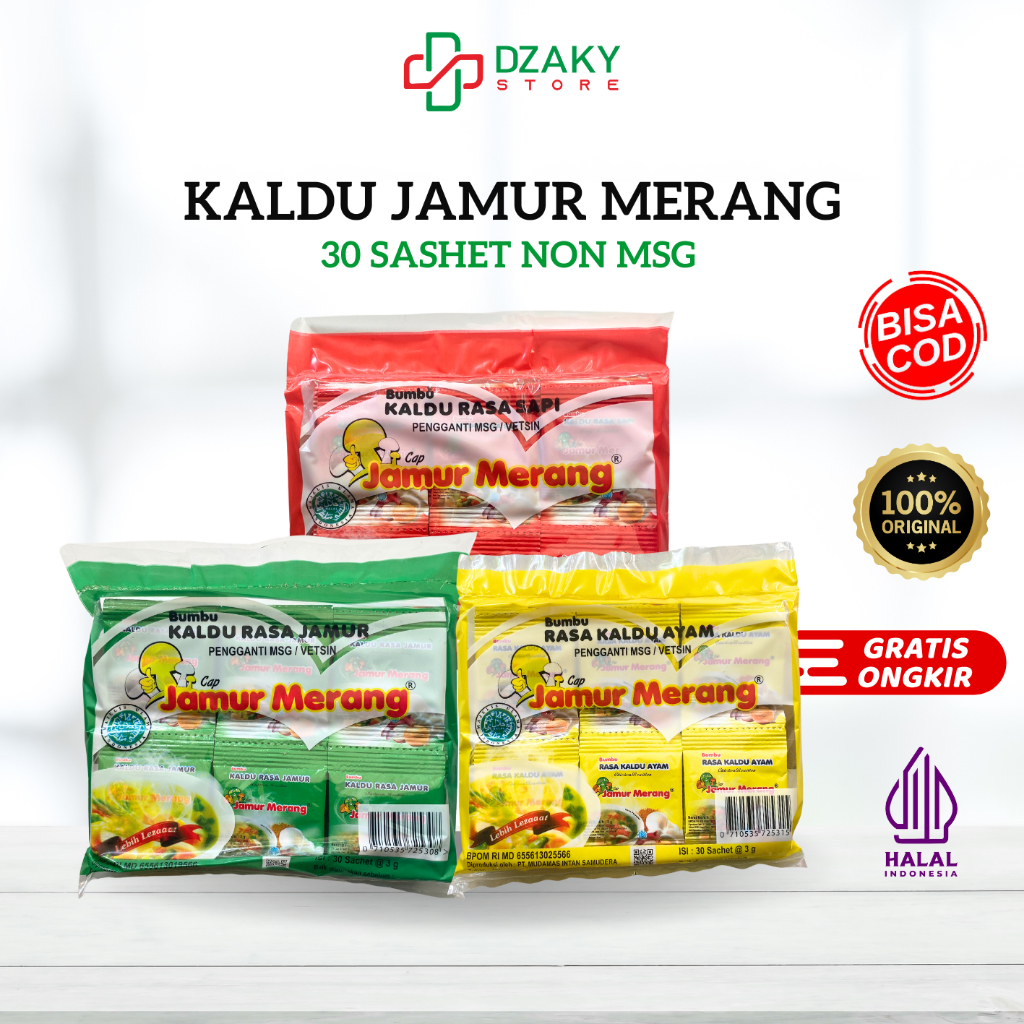 

COD Kaldu Jamur Merang Alami Non MSG Rasa Jamur Ayam Sapi Kemasan Pack 30 Sachet