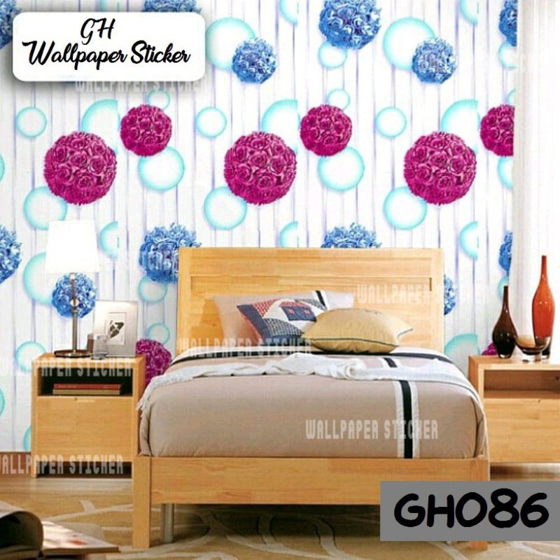 Wallpaper Dinding Bunga 3D Wall Sticker Flower 3D Wallpaper Dinding Kamar