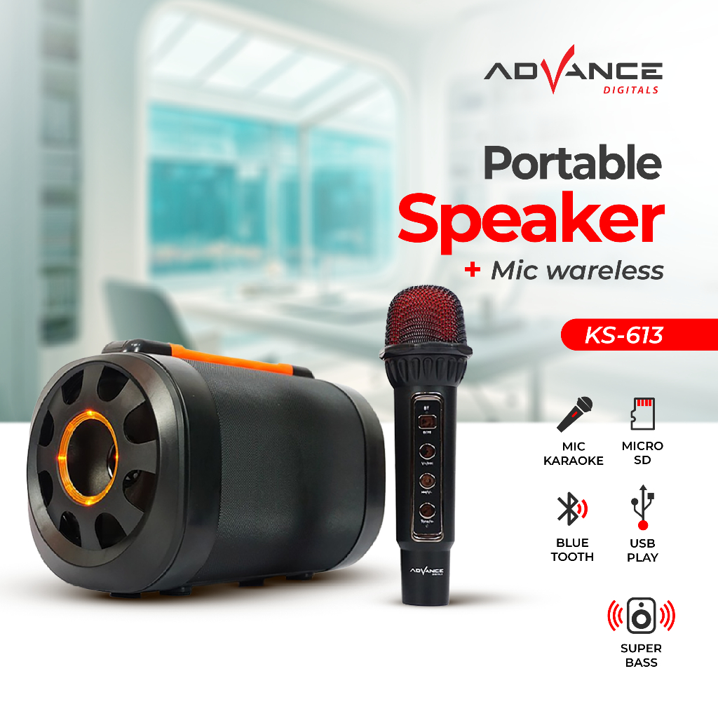 Speaker advance KS-613 Speaker Portable Bluethooth FREE 1 Microphone Wireless