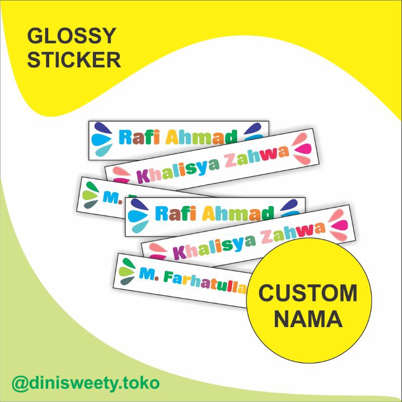 

GLOSSY STICKER NAMA CUSTOM WARNA WARNI