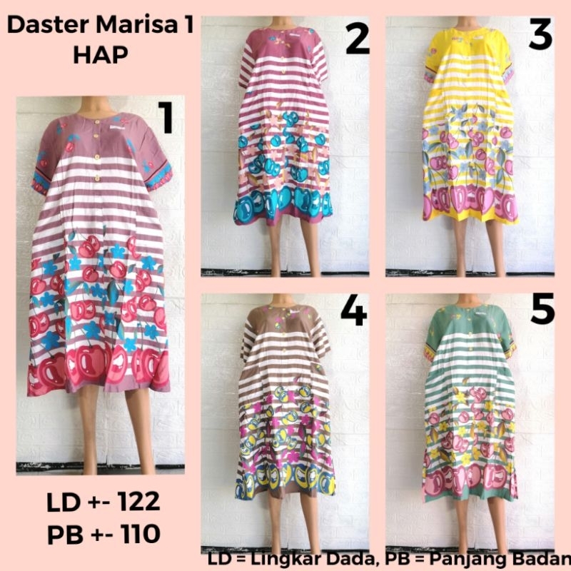 Daster Marisa 1 Lengan HAP LD 120 Adem Busui Friendly TMAT